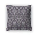 Throw Pillow, Damask Pattern In Purple And Gray