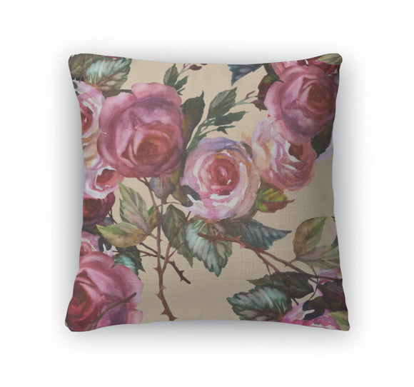 Throw Pillow, Roses Pattern