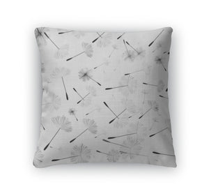 Throw Pillow, Blackwhite Dandelion Pattern