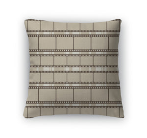 Throw Pillow, Brown Retro With Film Strips