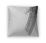 Throw Pillow, With Grunge Black Tire Track