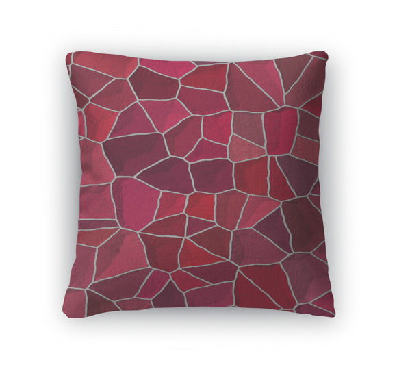 Throw Pillow, Cracked Multi Colored Pattern In Red And Pink