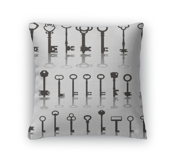 Throw Pillow, Antique Keys Collection