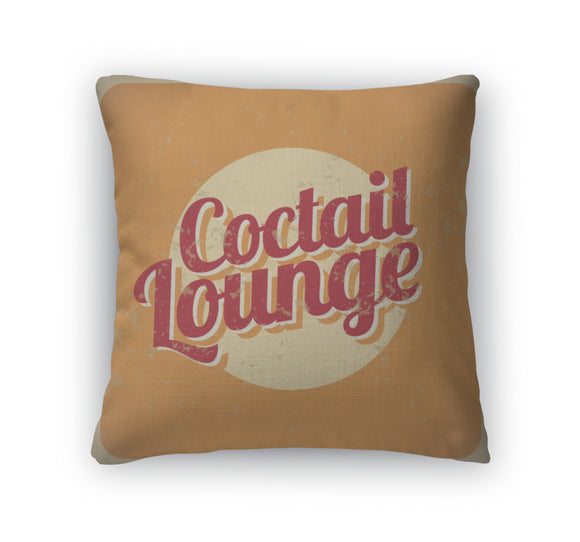 Throw Pillow, Coctail Lounge Vintage Sign