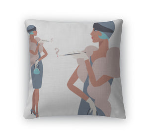 Throw Pillow, Retro Young Beautiful Girl Of 1920s Style