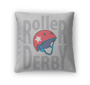 Throw Pillow, Roller Derby Helmet Typography Tshirt Graphics S