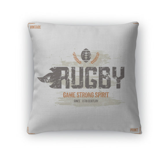 Throw Pillow, College Rugby Team Emblem