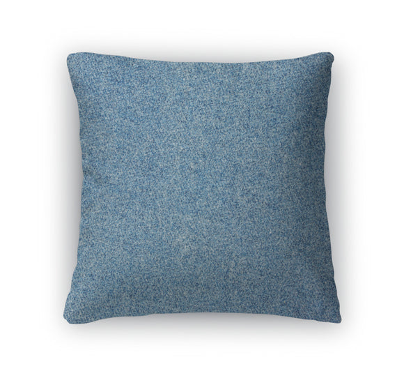 Throw Pillow, Full Frame Of A Blue Denim Fabric Pattern