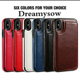 Card Slot Holder Cover Case For iPhone 8 7 6 6S Plus X 10 XS SE 5S 5 For Samsung Note8 S8 Plus S7 Edge Luxury Retro Leather Bag