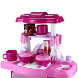 Kids Simulation Kitchen Cookware Pretend Role Play Toy with Music Light