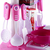Kids Simulation Kitchen Cookware Pretend Role Play Toy with Music Light