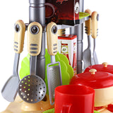 Kids Simulation Kitchen Cookware Pretend Role Play Toy with Music Light