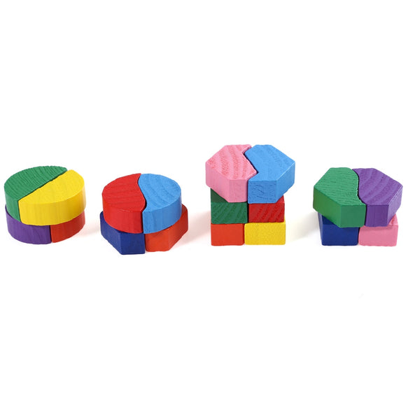 Wooden 3D Geometry Stacking Irregularity Block Puzzle Intelligence Toy for Children