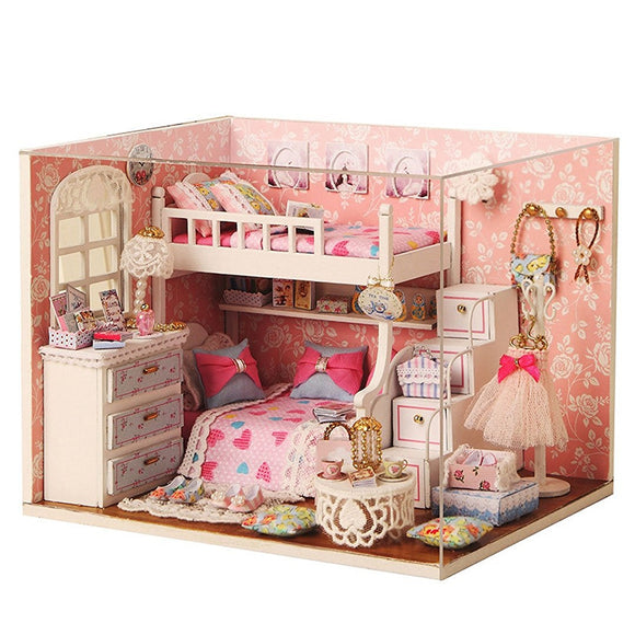 CUTEROOM H - 006 DIY Wooden House Furniture Handcraft Miniature Box Kit with Cover LED Light - Dream Seeker