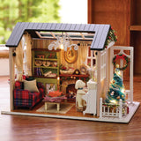 CUTEROOM DIY Wooden House Furniture Handcraft Miniature Box Kit with LED Light - Holiday Time