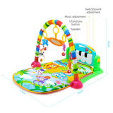 HE0603 Baby Piano Fitness Mat Newborn Educational Toy with Light / Music / 4 Animal Cartoon Rattles / 1 Small Mirror