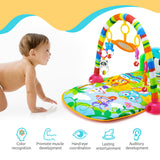 HE0603 Baby Piano Fitness Mat Newborn Educational Toy with Light / Music / 4 Animal Cartoon Rattles / 1 Small Mirror