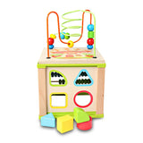 Multifunctional Kids Wooden Learning Bead Maze Activity Cube Educational Toy