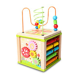 Multifunctional Kids Wooden Learning Bead Maze Activity Cube Educational Toy