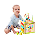 Multifunctional Kids Wooden Learning Bead Maze Activity Cube Educational Toy