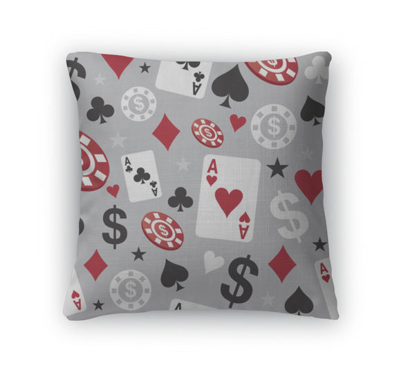 Throw Pillow, Poker Casino Pattern