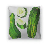 Throw Pillow, Green Cucumber Whole And Sliced