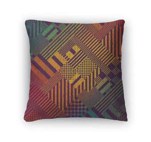 Throw Pillow, Colorful Tech Pattern