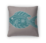 Throw Pillow, Turquoise Fish