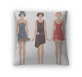 Throw Pillow, Three Young Flapper Women Of 1920s