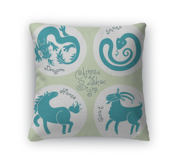 Throw Pillow, Set Signs Of The Chinese Zodiac