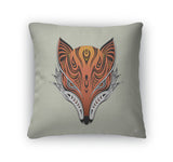 Throw Pillow, Tribal Fox Head