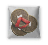 Throw Pillow, Feng Shui Coins