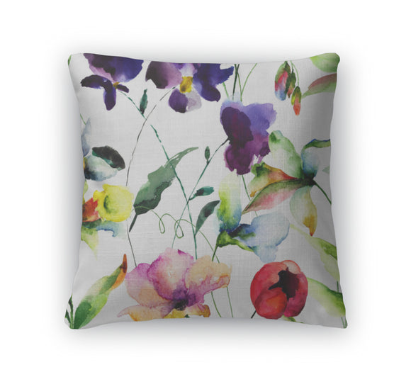 Throw Pillow, Pattern With Wild Flowers