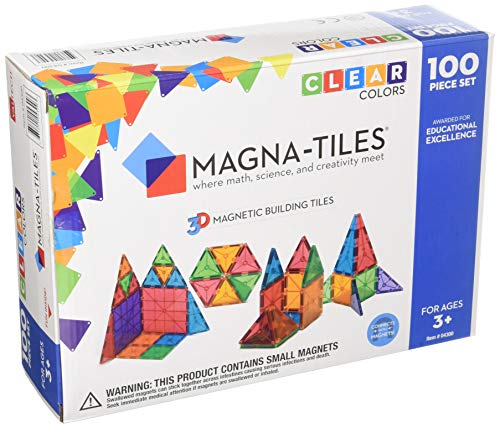 Magna-Tiles 100-Piece Clear Colors Set – The Original, Award-Winning Magnetic Building Tiles – Creativity and Educational – STEM Approved - items.solutions