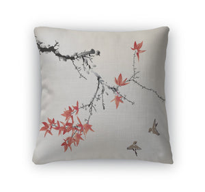 Throw Pillow, Ink Style Maple Leaves