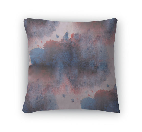 Throw Pillow, Contemporary Art Blue Burgundy Watercolor Un