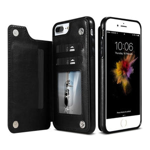 Card Slot Holder Cover Case For iPhone 8 7 6 6S Plus X 10 XS SE 5S 5 For Samsung Note8 S8 Plus S7 Edge Luxury Retro Leather Bag