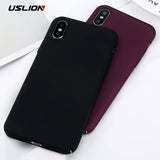 USLION For iPhone X Simple Plain Phone Case Slim Frosted Hard PC Back Cover For iPhoneX 8 7 6 6S Plus 5 5S SE Cases Coque Capa