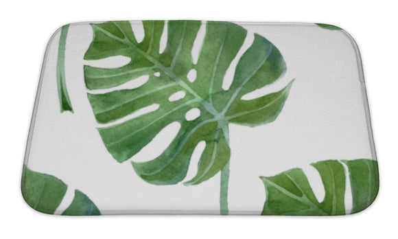 Bath Mat, Watercolor Monstera Leaf