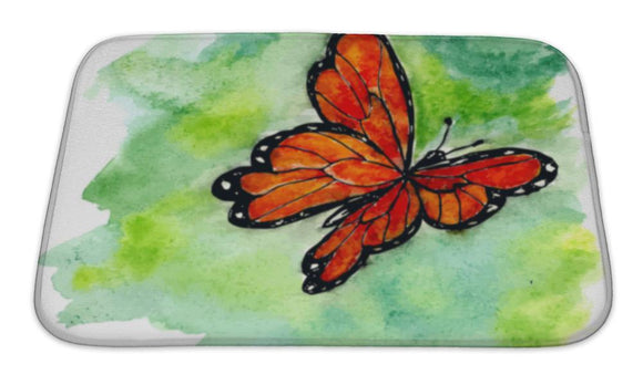 Bath Mat, Watercolor Butterfly Design