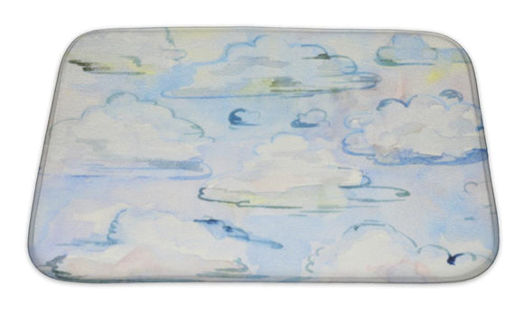 Bath Mat, Watercolor Painting Of Sky With Clouds