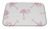 Bath Mat, Watercolor Pattern With Flamingo Bird