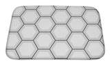 Bath Mat, White Hexagon Abstract Geometric Pattern