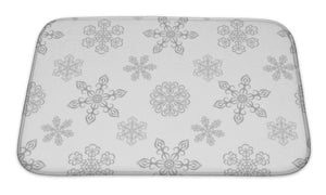 Bath Mat, Winter Pattern With Snowflakes