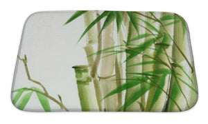 Bath Mat, Watercolor Painting Of Bamboo