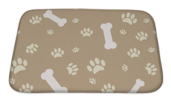 Bath Mat, With Dog Paw Print And Bone