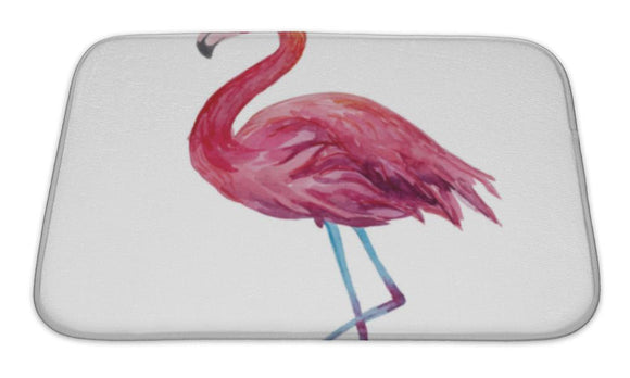 Bath Mat, Watercolor Flamingo