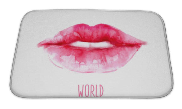 Bath Mat, Watercolor Lips World Kissing Day