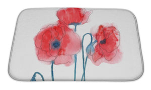 Bath Mat, Watercolor Style Illustration Of Poppies