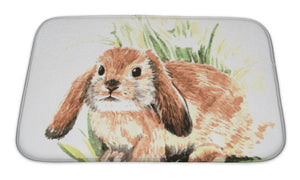 Bath Mat, Watercolor Rabbit